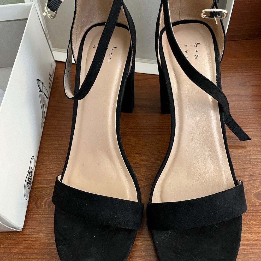 A New Day Black Strappy Heels
